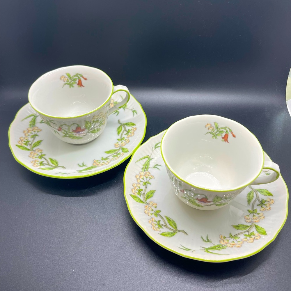 Tiffany Collection by Sigma Multicolored Floral Demitasse Cups Saucers Set Of 2